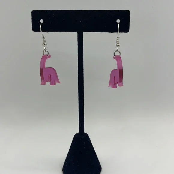 Super cute pink dinosaur fashion earrings NEW - Picture 5 of 8